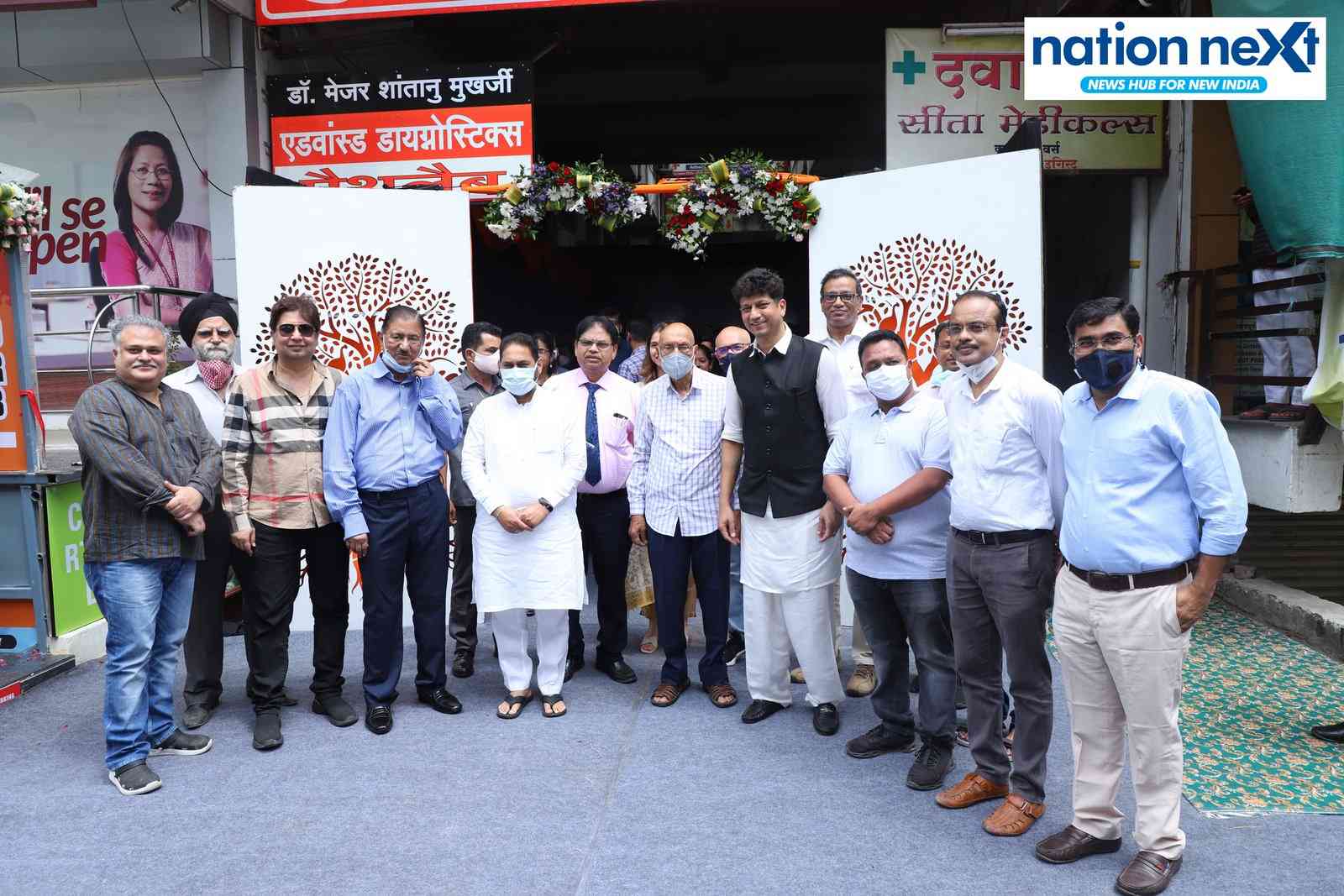 Dr Nitin Raut and Dr Major Shantanu Mukerji along with others during the inauguration of Advance Diagnostics Pathlab for COVID RT-PCR at Indora Square in Nagpur